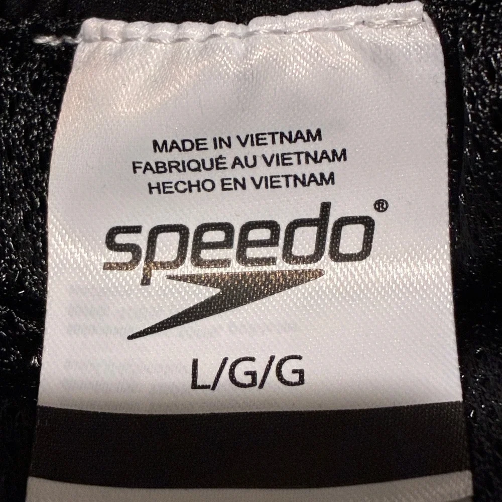 Speedo Men Swim Trunks Gray Black Size L UV Protection Cargo Pocket Board Shorts